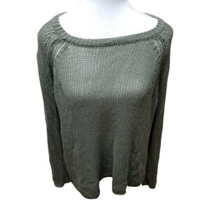 Wooden Ships Women's Size XS Green Open Knit Pullover Sweater